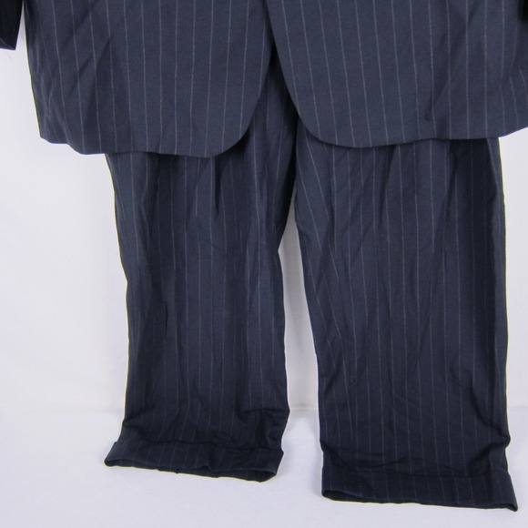 Brooks Brothers Suit Mens 43L Navy BrooksEase Wool 2 Button Two Piece Set Stripe - Picture 4 of 16